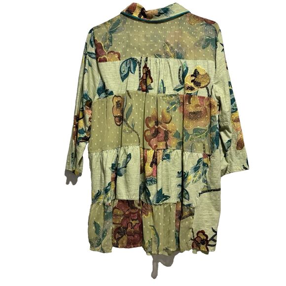 Soft Surroundings Elena Top Tropical Floral Button Down Top Size Large Bohemian - Picture 2 of 9